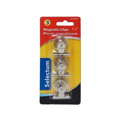 Pinces-Notes Magnétiques en métal argenté 1.2" (30mm) 3 / pqt