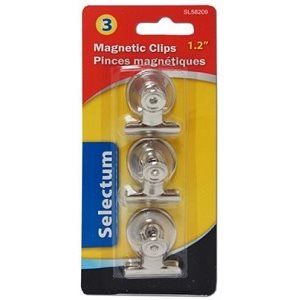 Pinces-Notes Magnétiques en métal argenté 1.2" (30mm) 3 / pqt