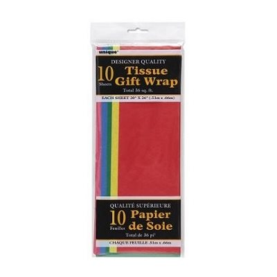 Papier de soie 20"X26" ASSORTIES CLASSIQUES 10 / Pqt Papier de soie 20"X26" ASSORTIES CLASSIQUES 10 / Pqt